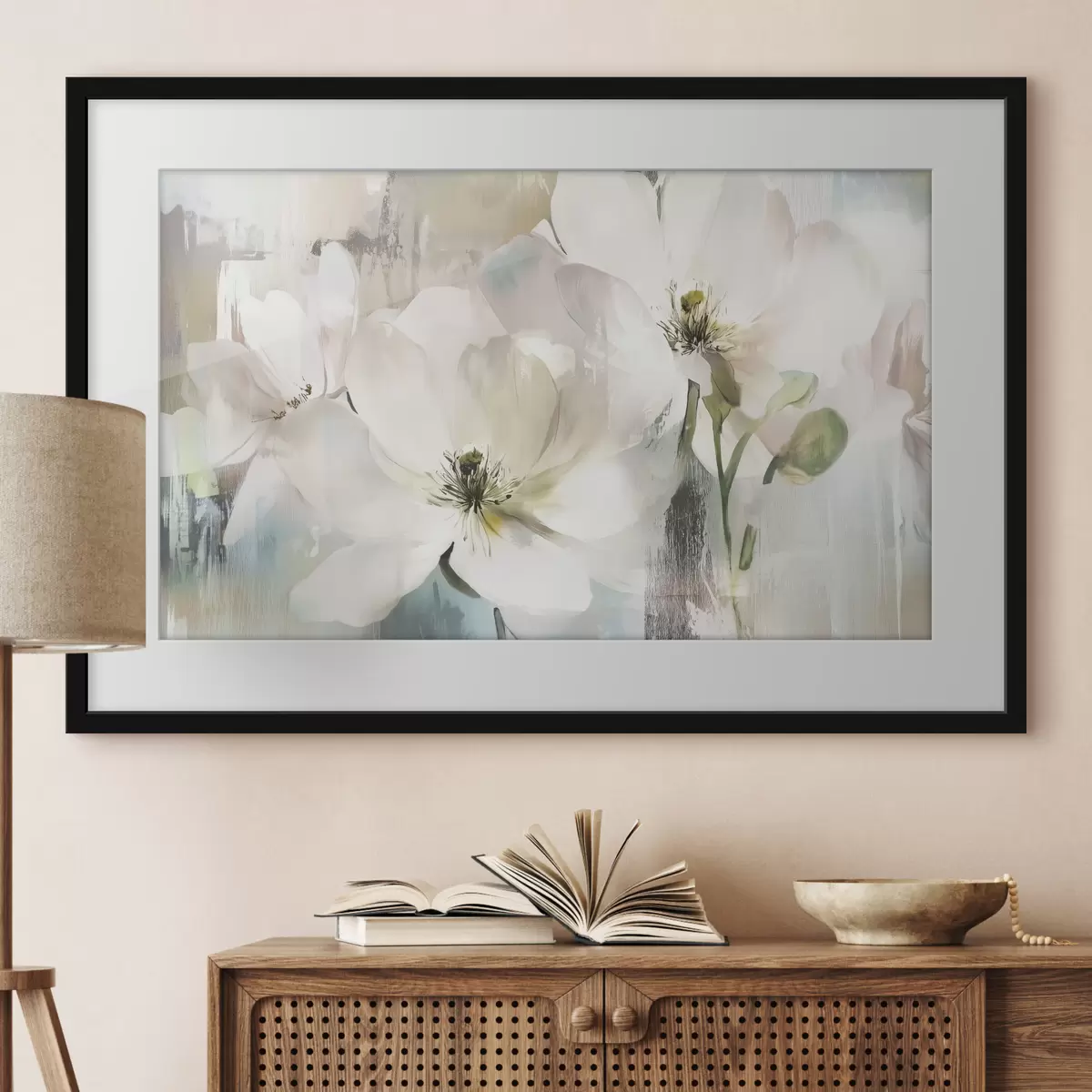 Poster Fleurs blanches à la peinture à l'huile f43903