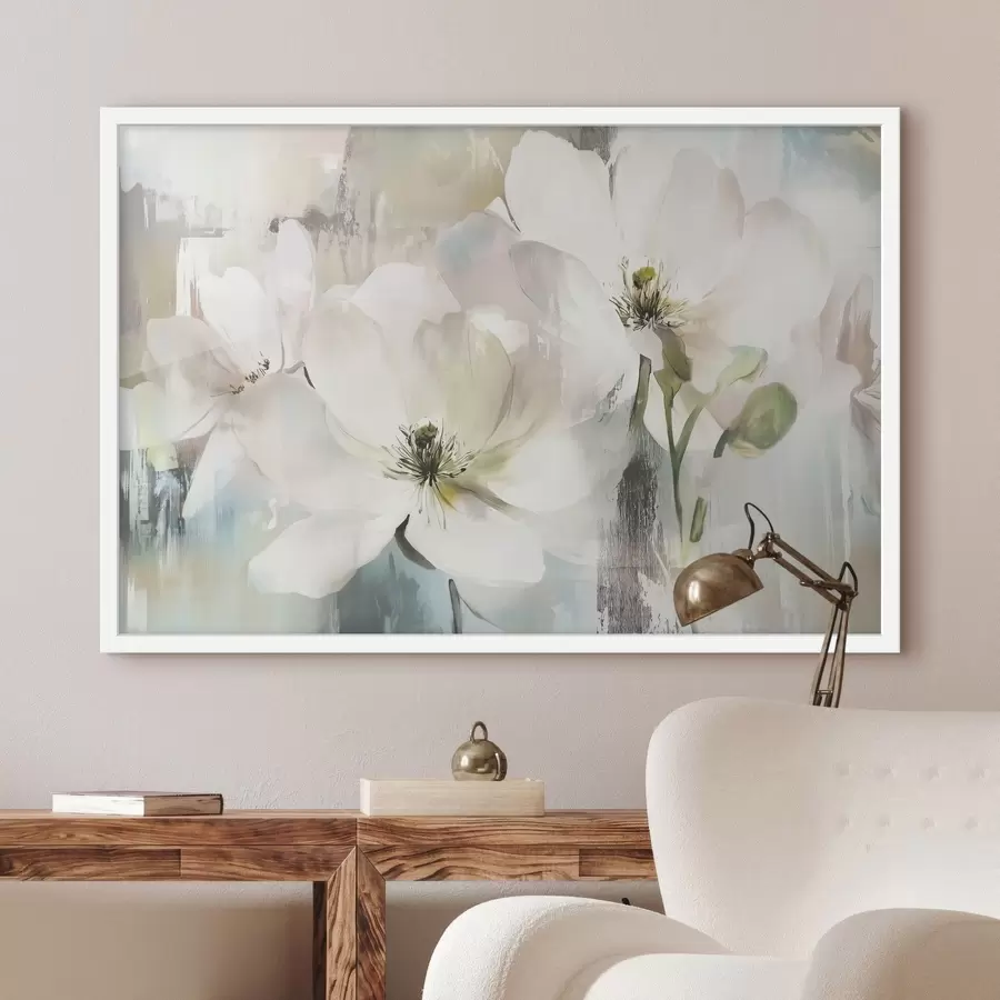 Papier peint Fleurs blanches à la peinture à l'huile f43903