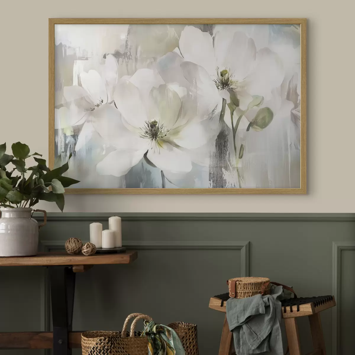 Poster Fleurs blanches à la peinture à l'huile f43903