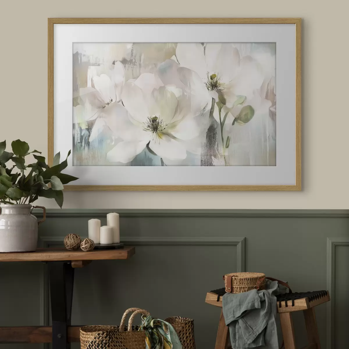 Poster Fleurs blanches à la peinture à l'huile f43903