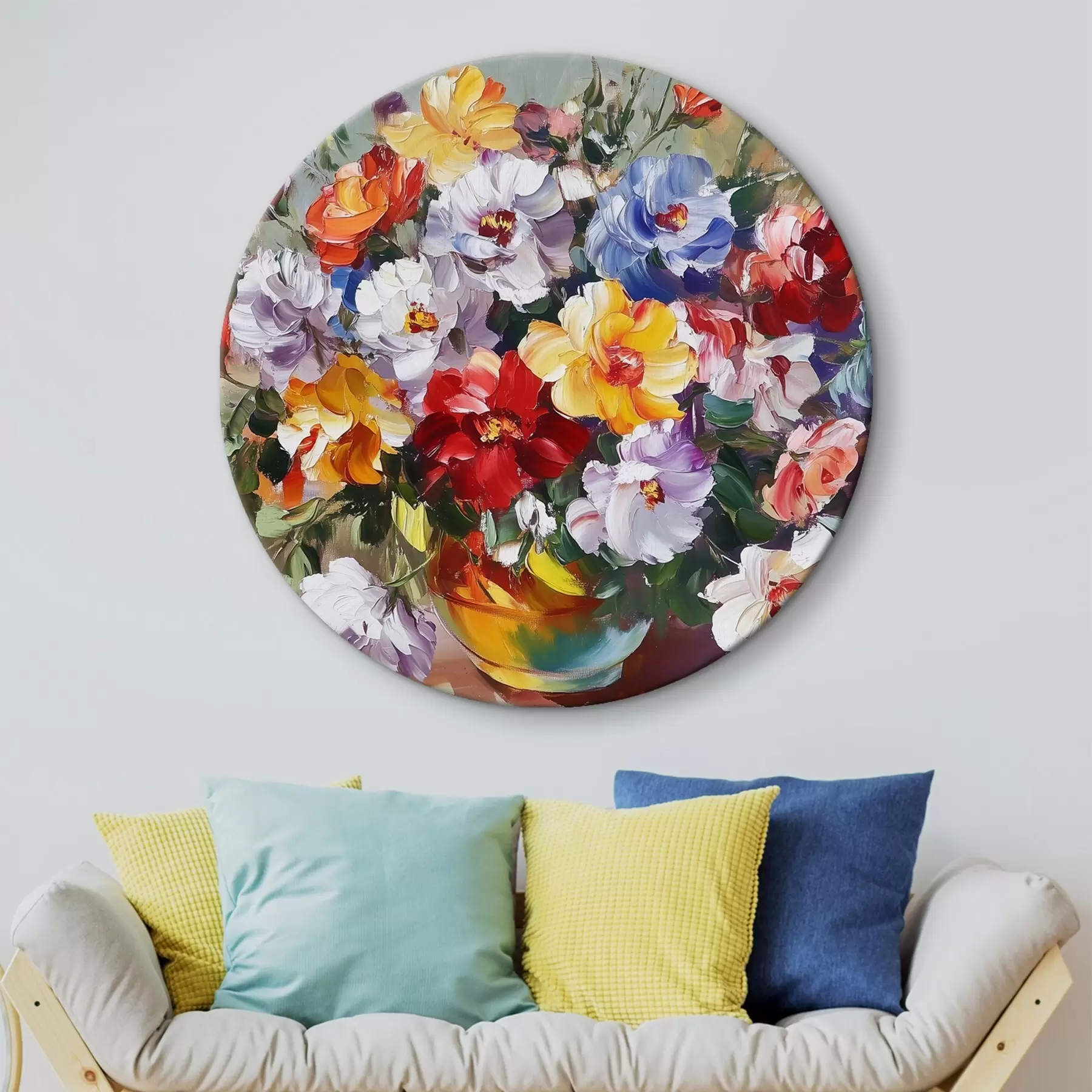 Tableau Fleurs multicolores dans un vase à la peinture à l'huile r43909