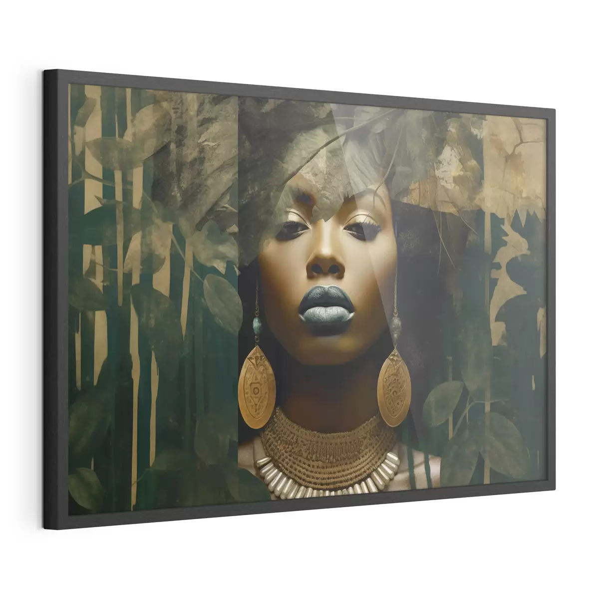 Poster Visage de fille sur fond de forêt abstraite f43466