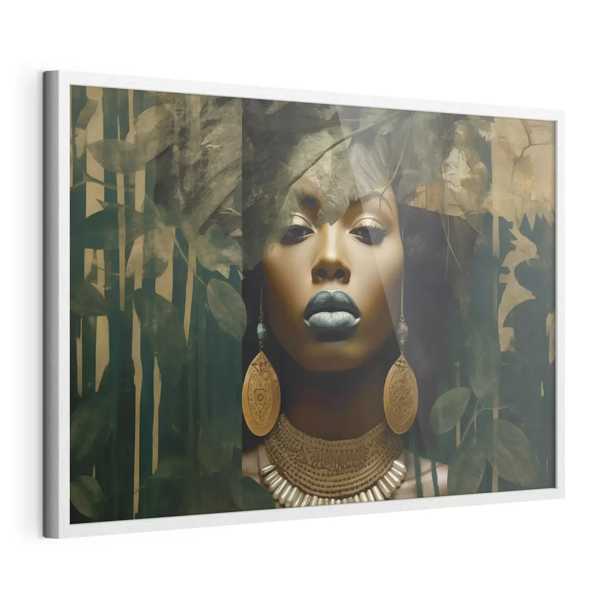 Poster Visage de fille sur fond de forêt abstraite f43466