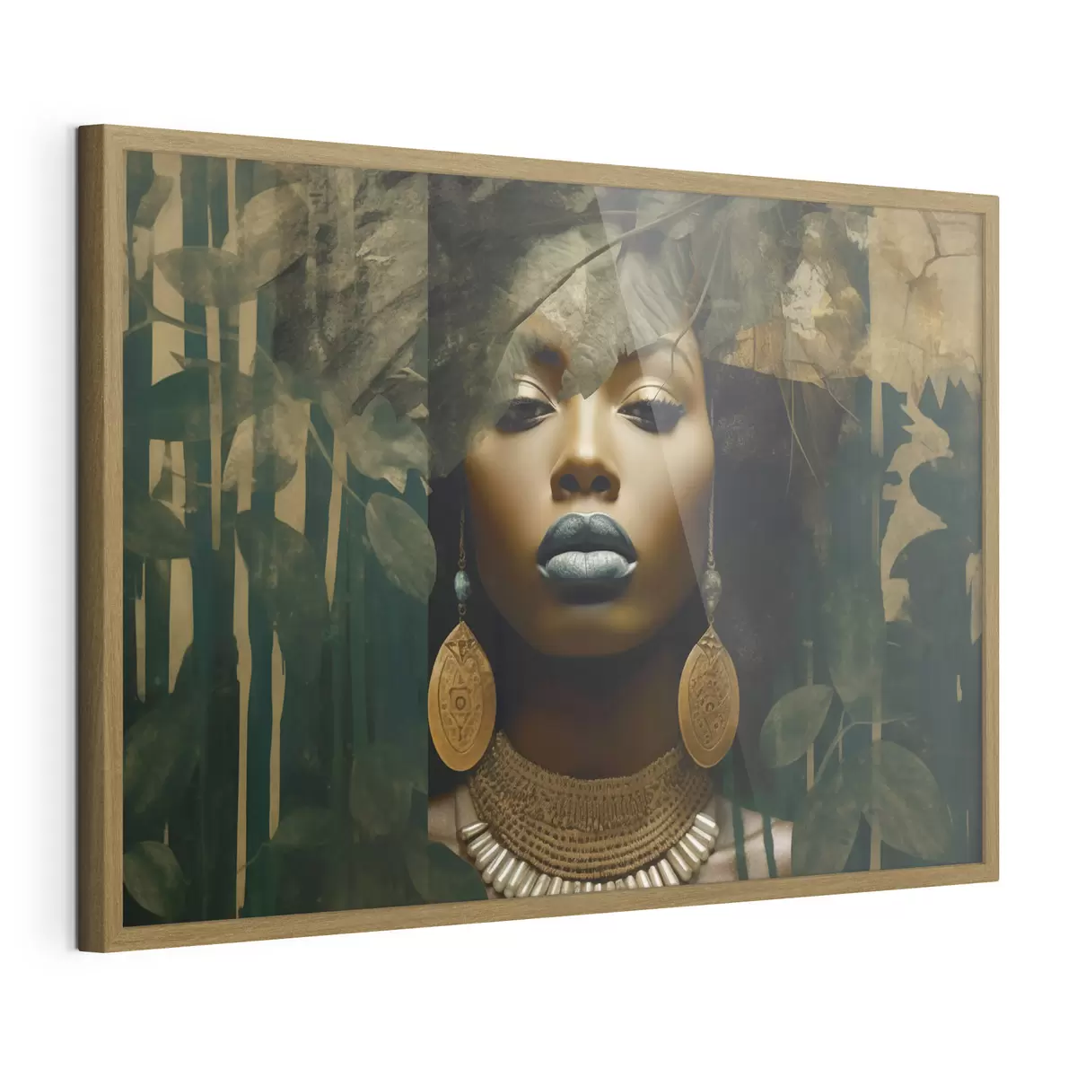 Poster Visage de fille sur fond de forêt abstraite f43466