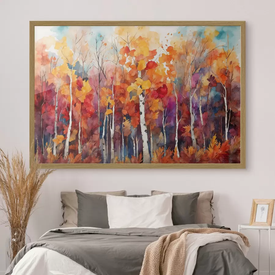 Papier peint Forêt de bouleaux en style aquarelle f43447