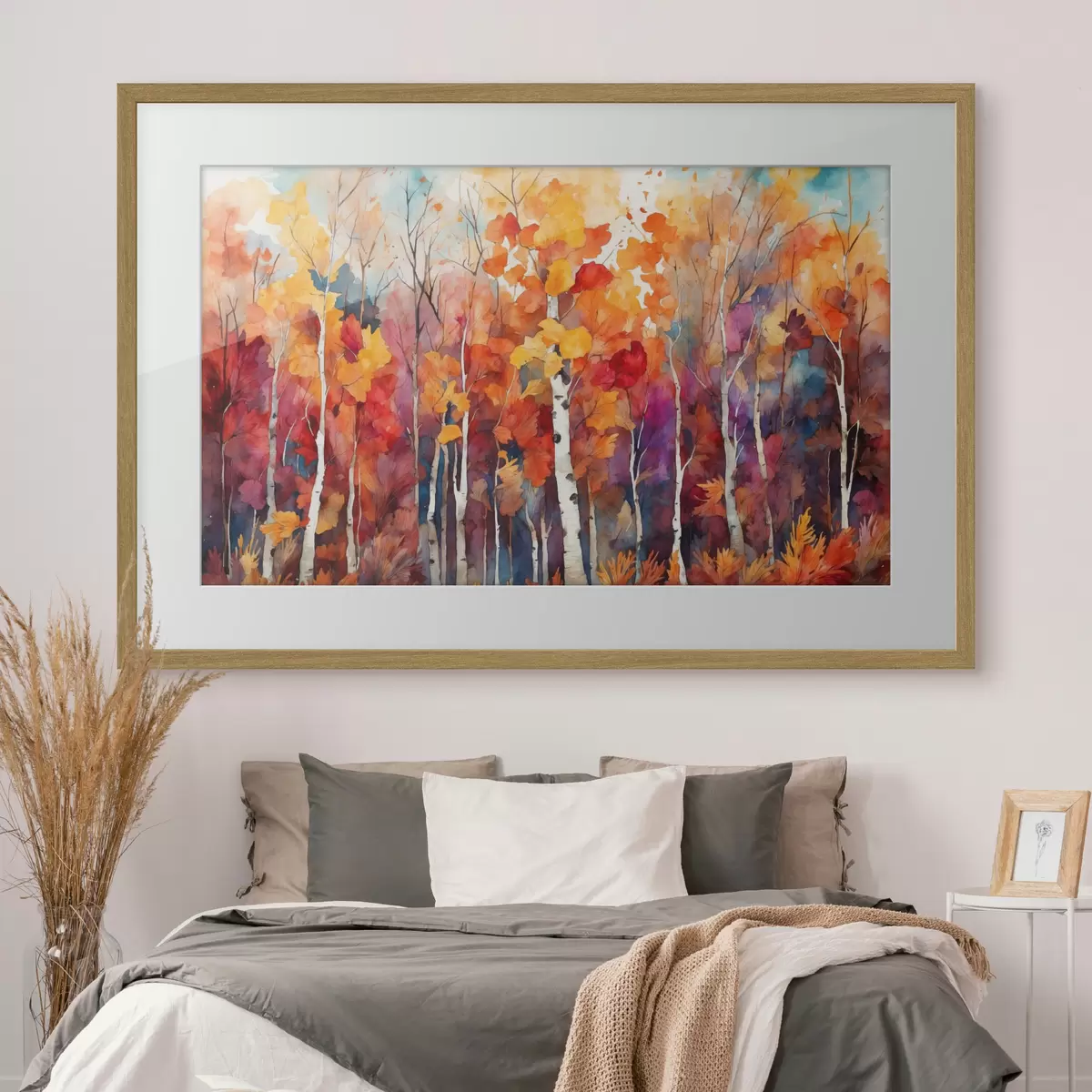 Poster Forêt de bouleaux en style aquarelle f43447