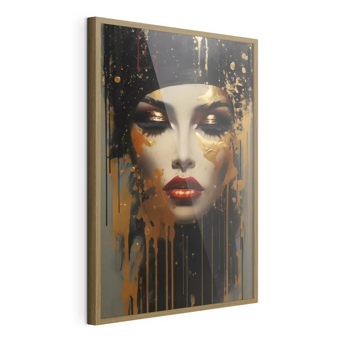 Poster Visage de fille avec de la peinture jaune f43468