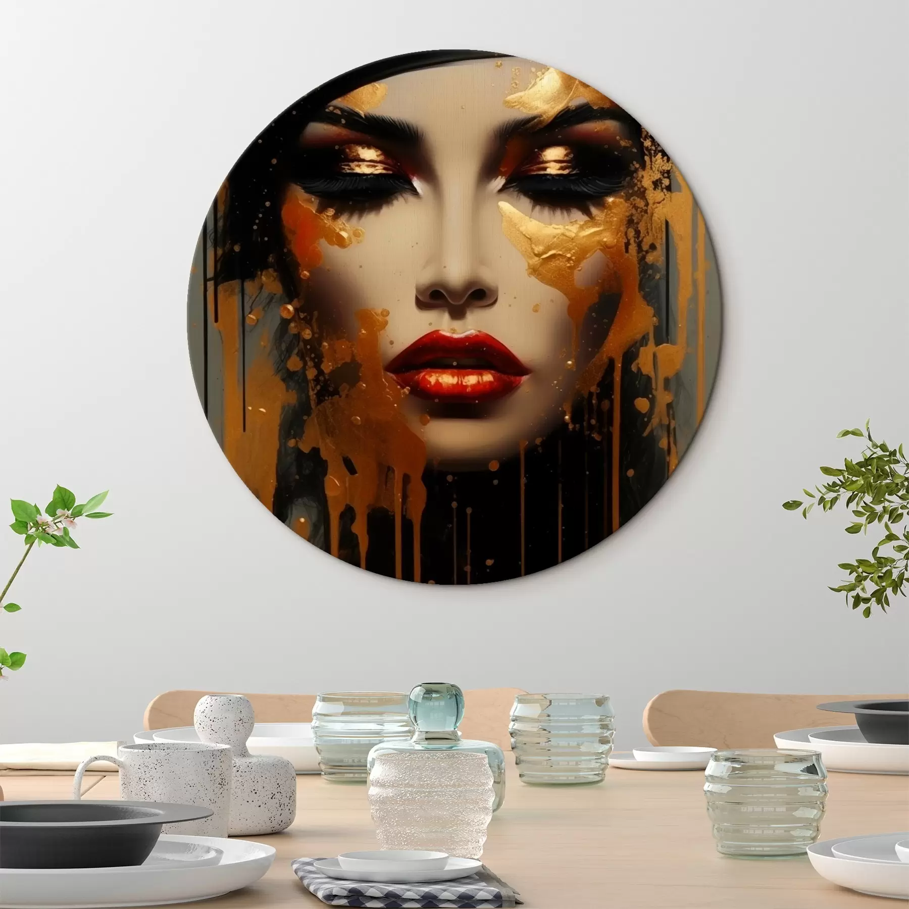 Tableau Visage de fille avec de la peinture jaune r43468