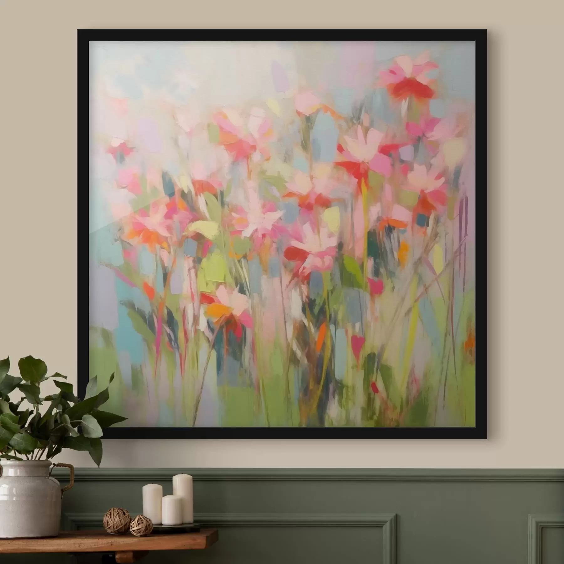Papier peint Abstraction de fleurs roses f43243