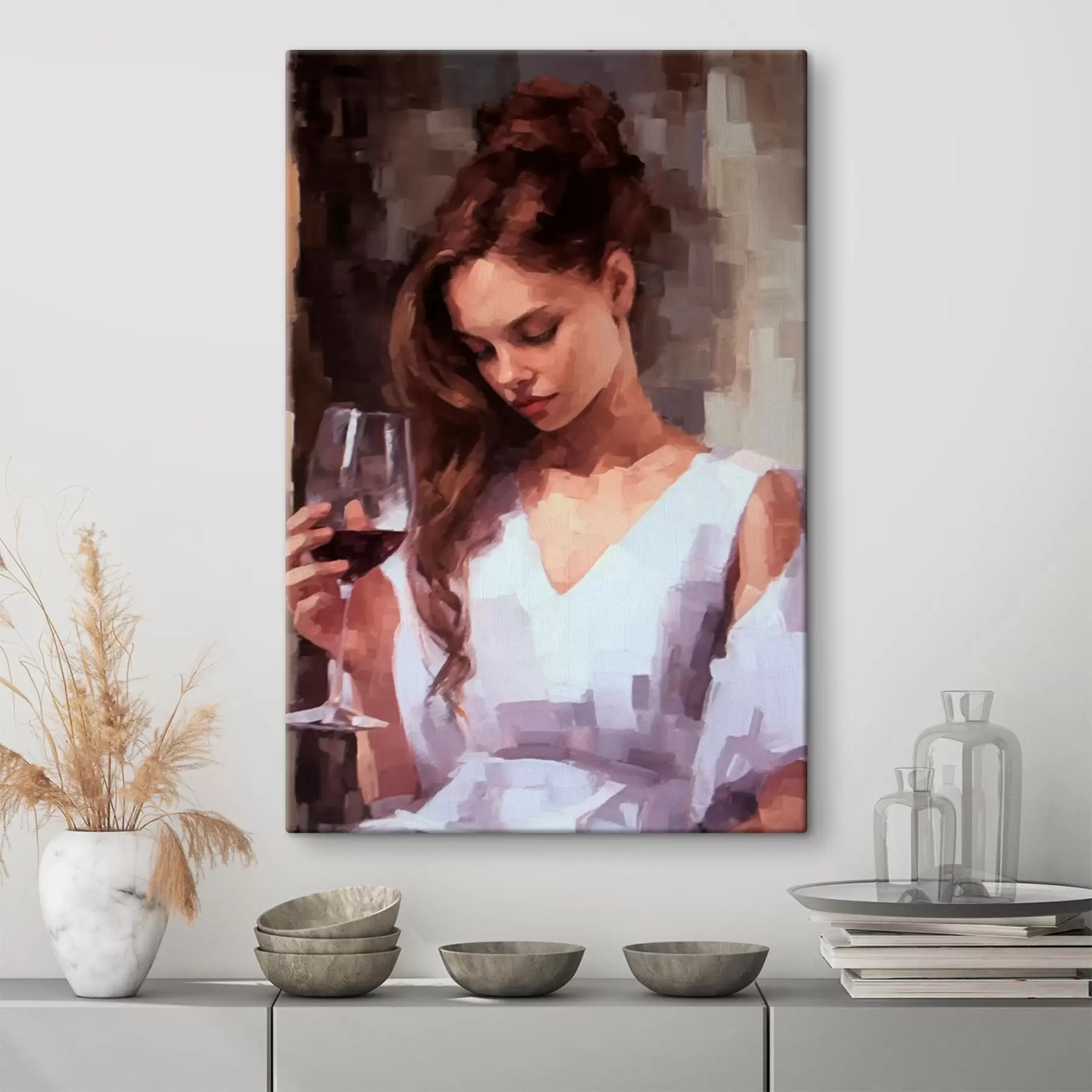 Tableau Fille avec un verre s43939