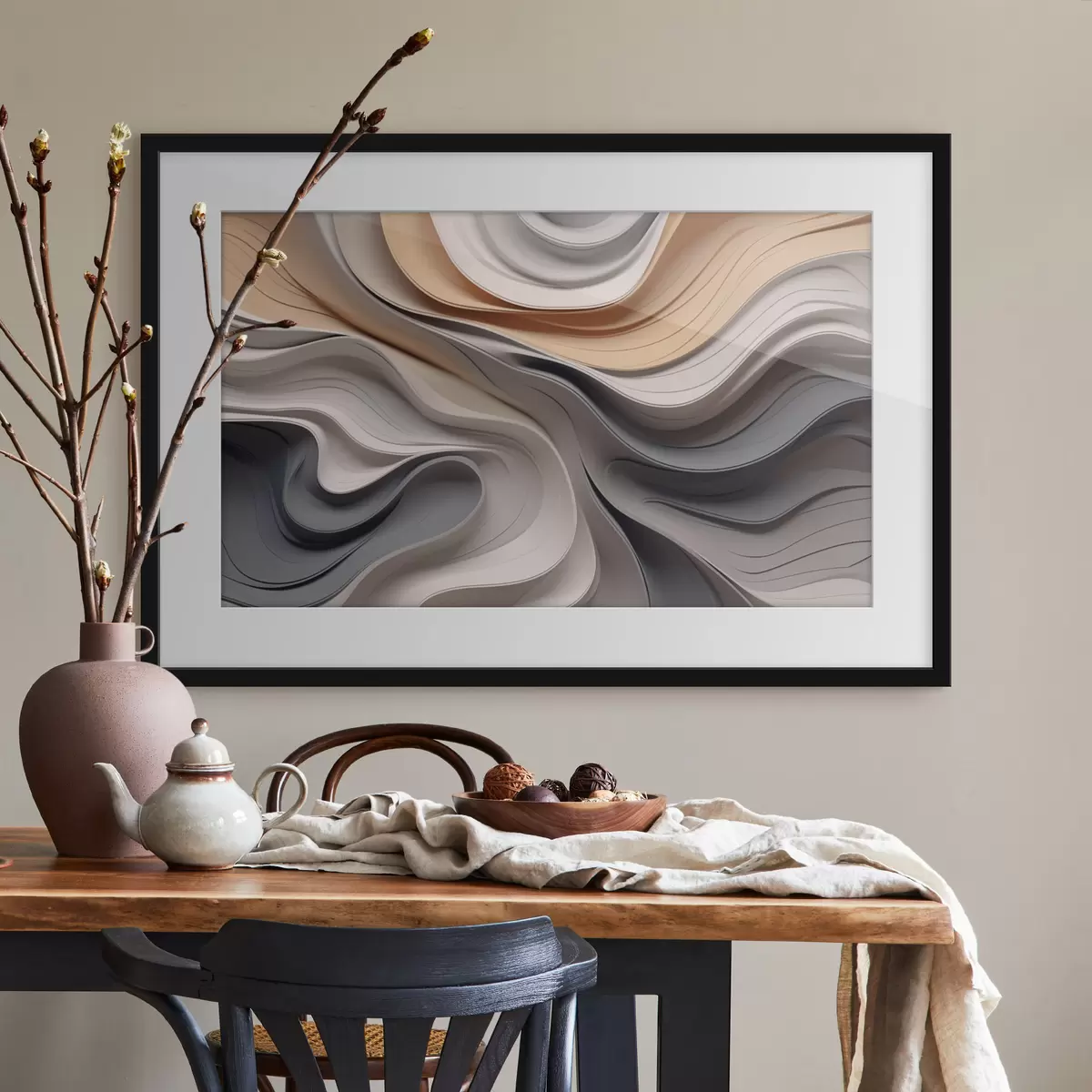 Poster Abstraction de vagues élégantes f43234