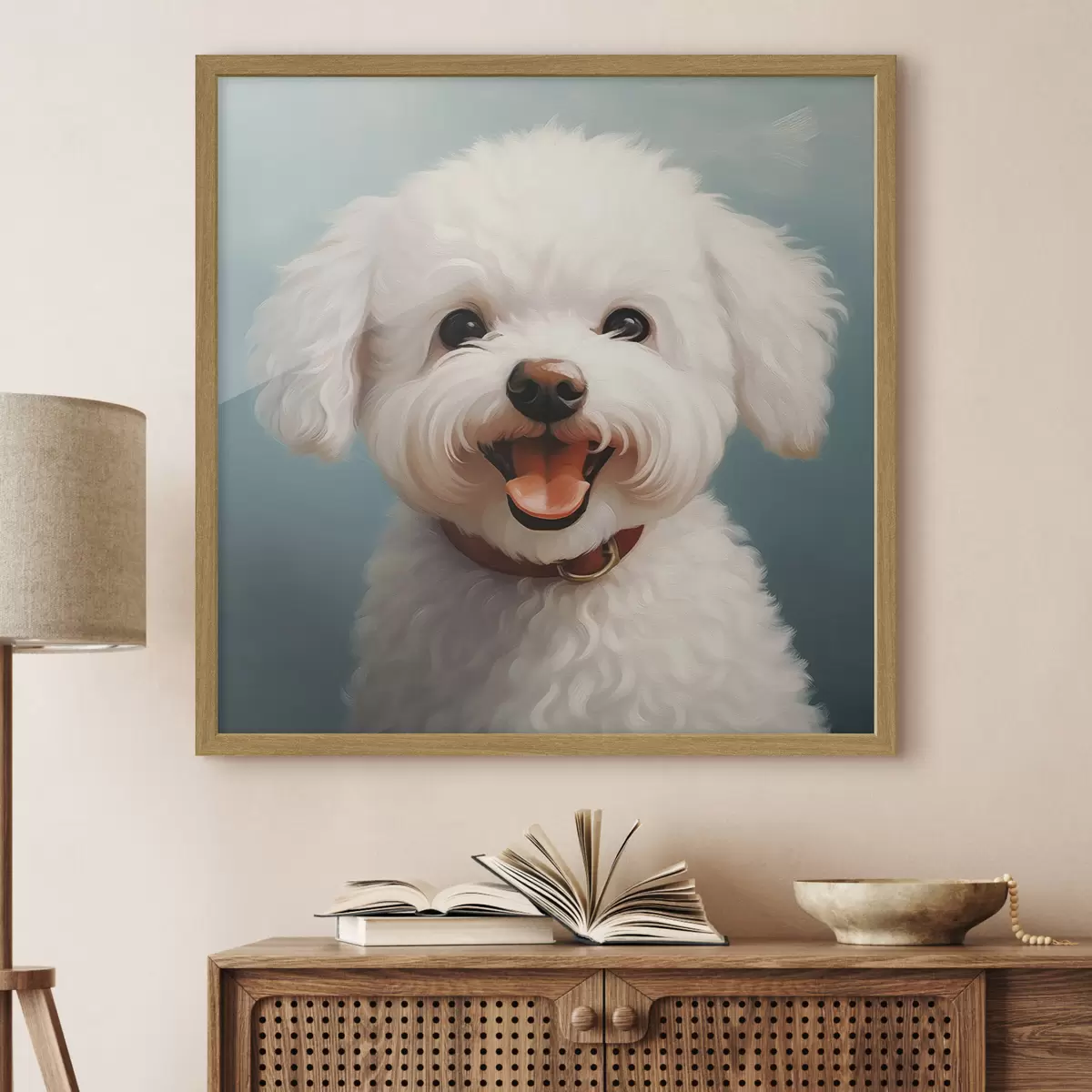 Poster Chien blanc joyeux f43935