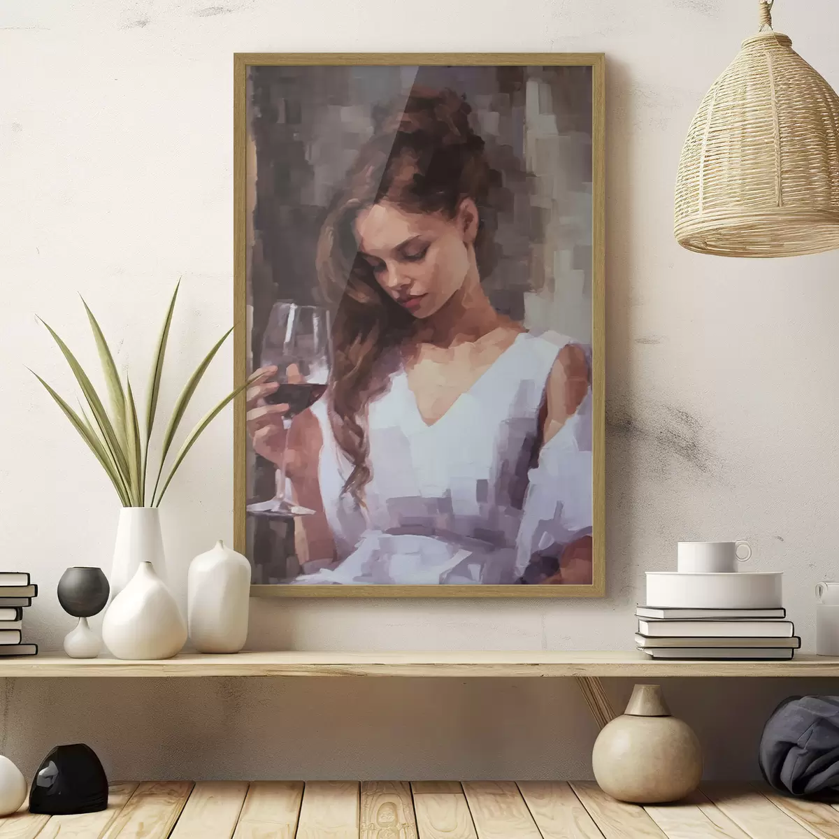 Poster Fille avec un verre f43939