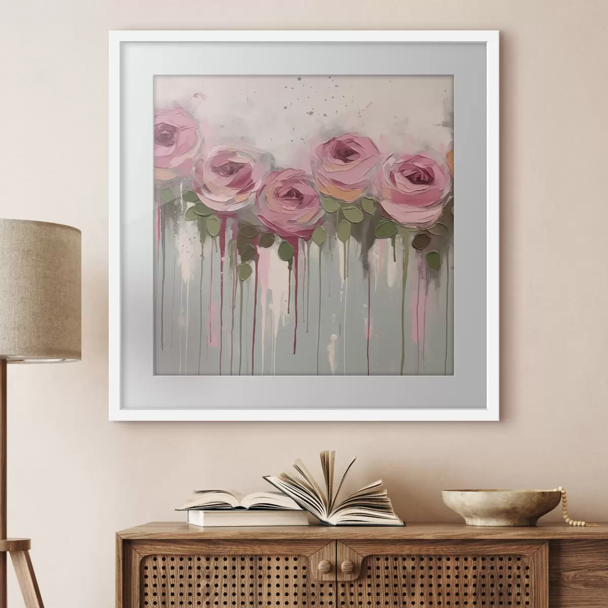 Poster Abstraction de fleurs roses f43934