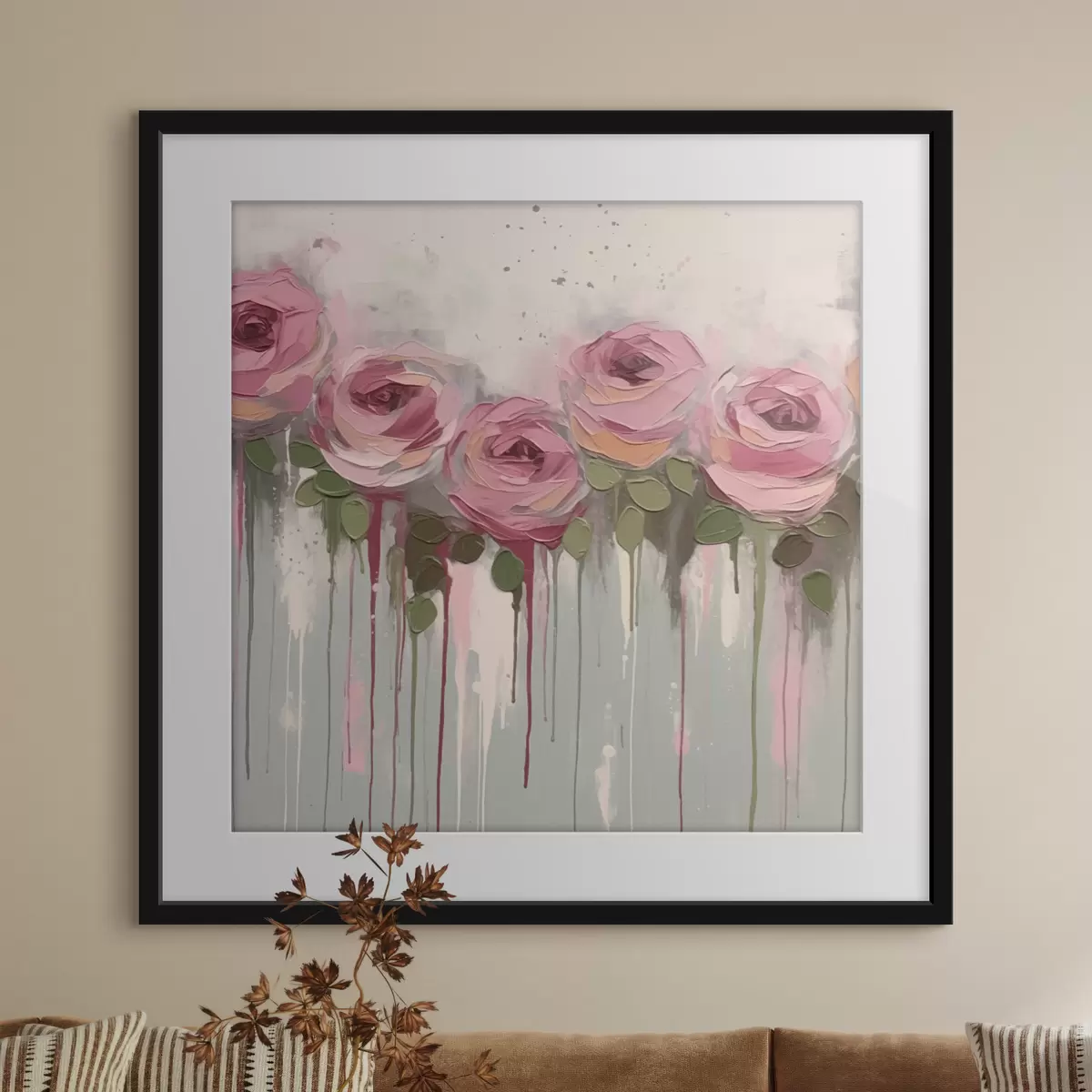 Poster Abstraction de fleurs roses f43934