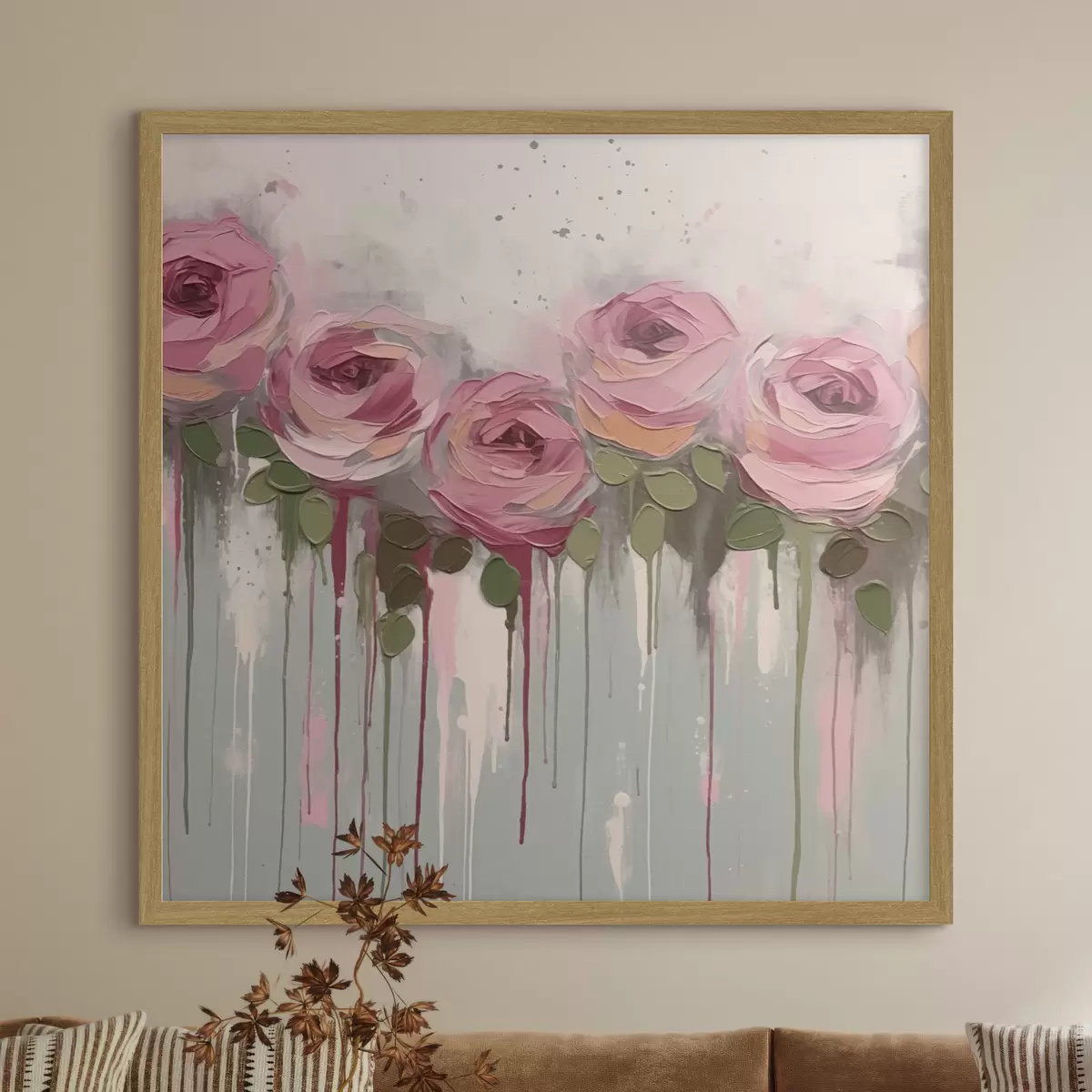 Poster Abstraction de fleurs roses f43934