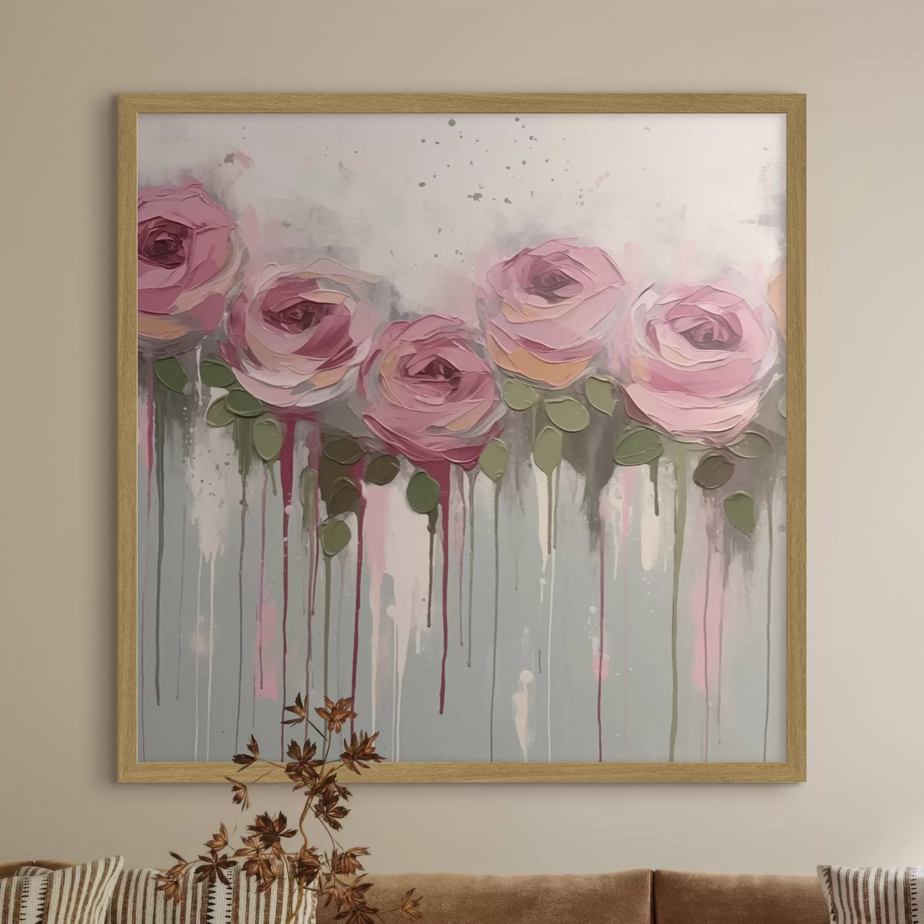 Papier peint Abstraction de fleurs roses f43934