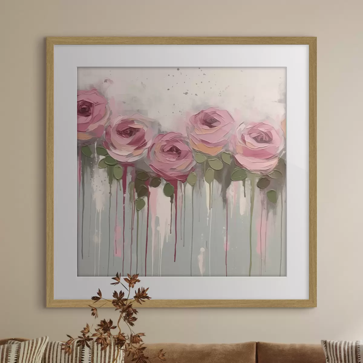 Poster Abstraction de fleurs roses f43934