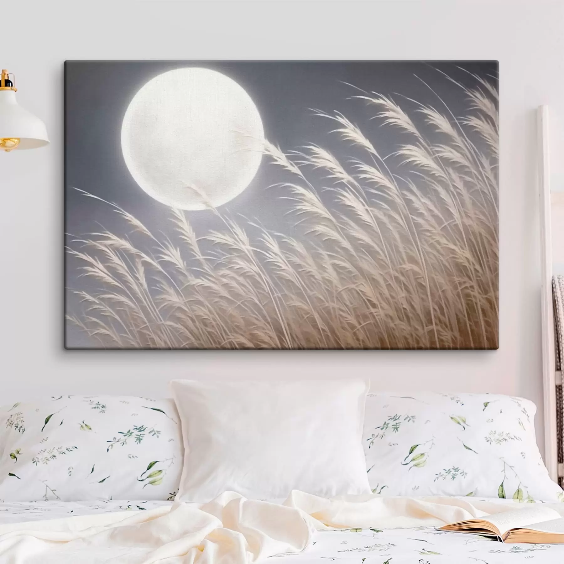Tableau Grande lune et plantes s43218