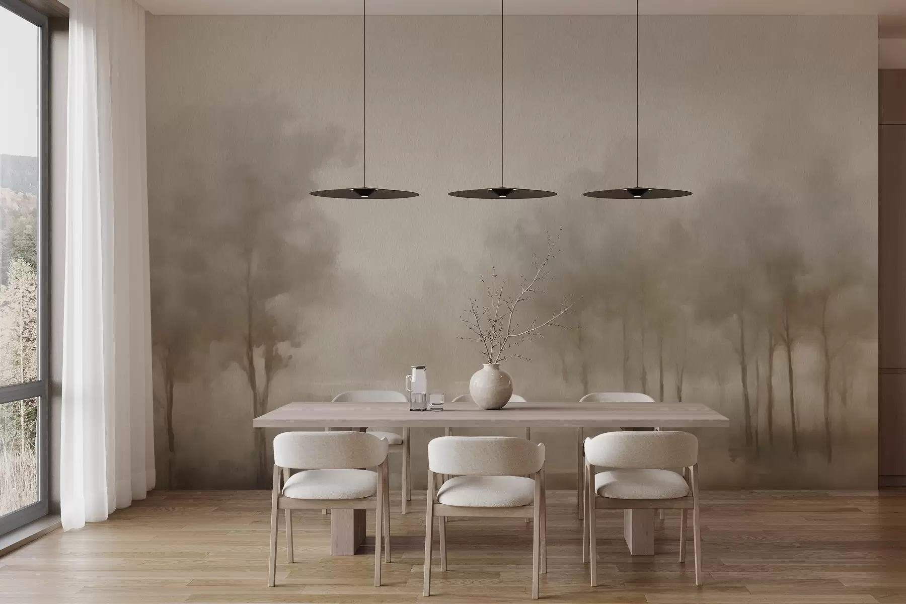 Papier peint Forêt abstraite avec effet sépia w03596