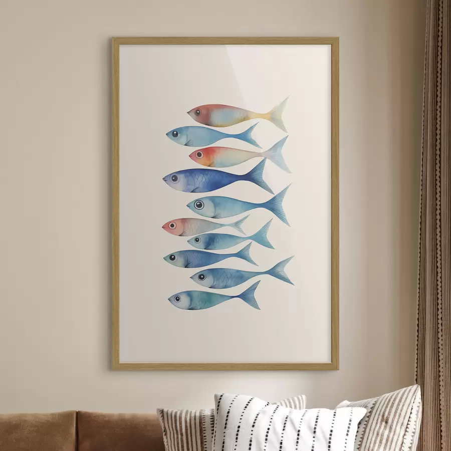 Papier peint Poisson minimalisme imitation aquarelle f43960