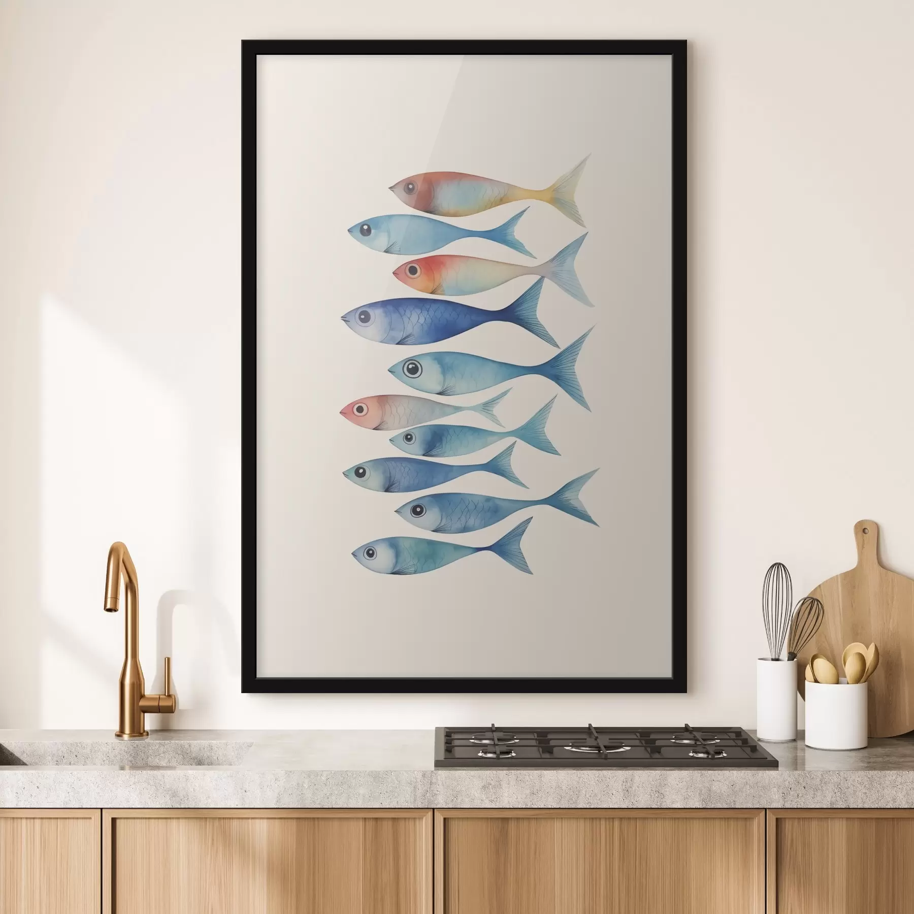 Papier peint Poisson minimalisme imitation aquarelle f43960