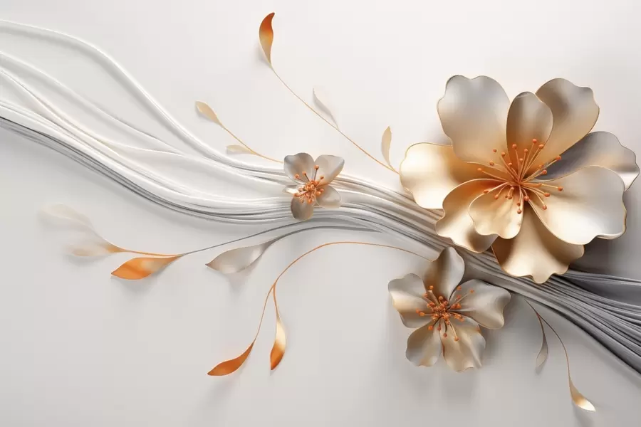 Papier peint Une fleur orange sur un fond gris abstrait w09004