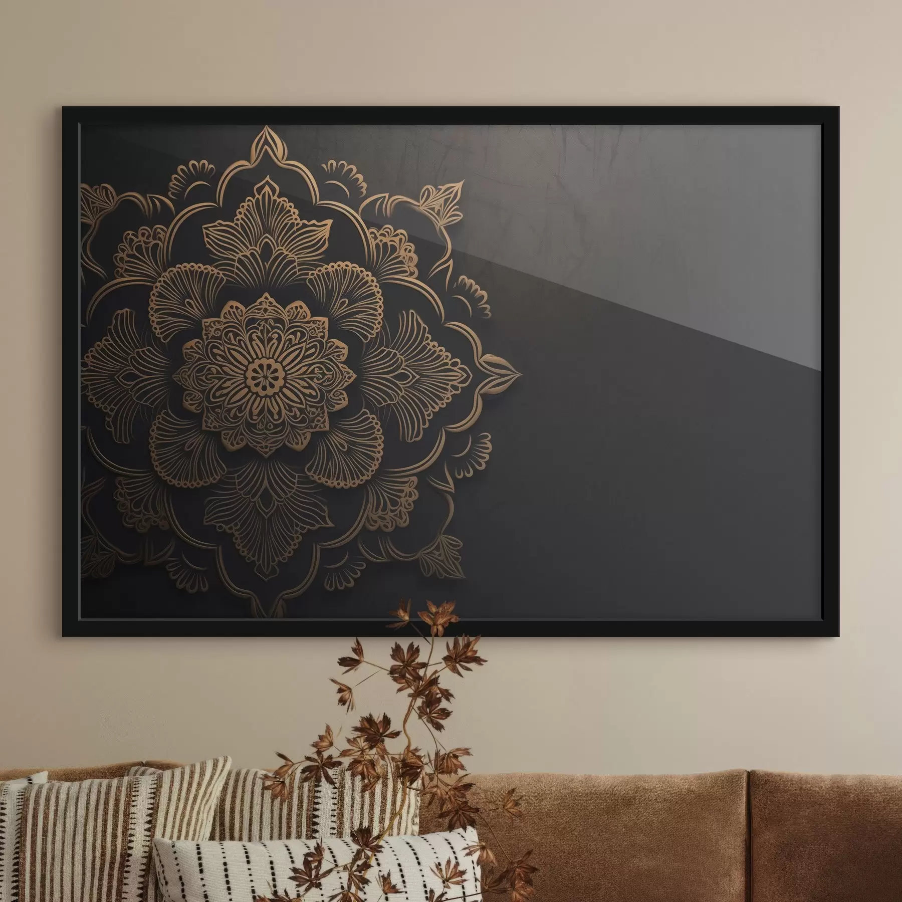 Papier peint Motifs jaunes sur fond noir f43943