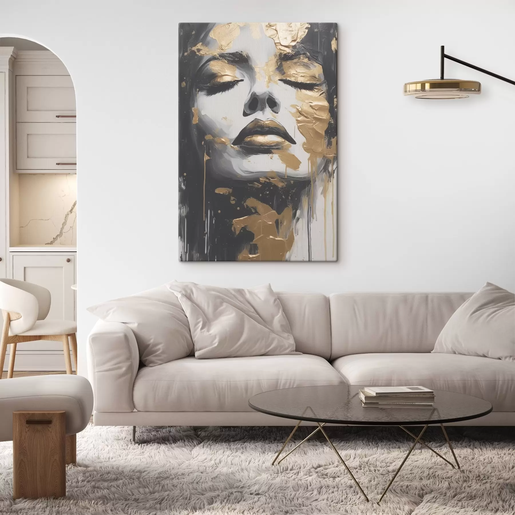 Tableau Portrait d'une femme avec des traits abstraits s43988