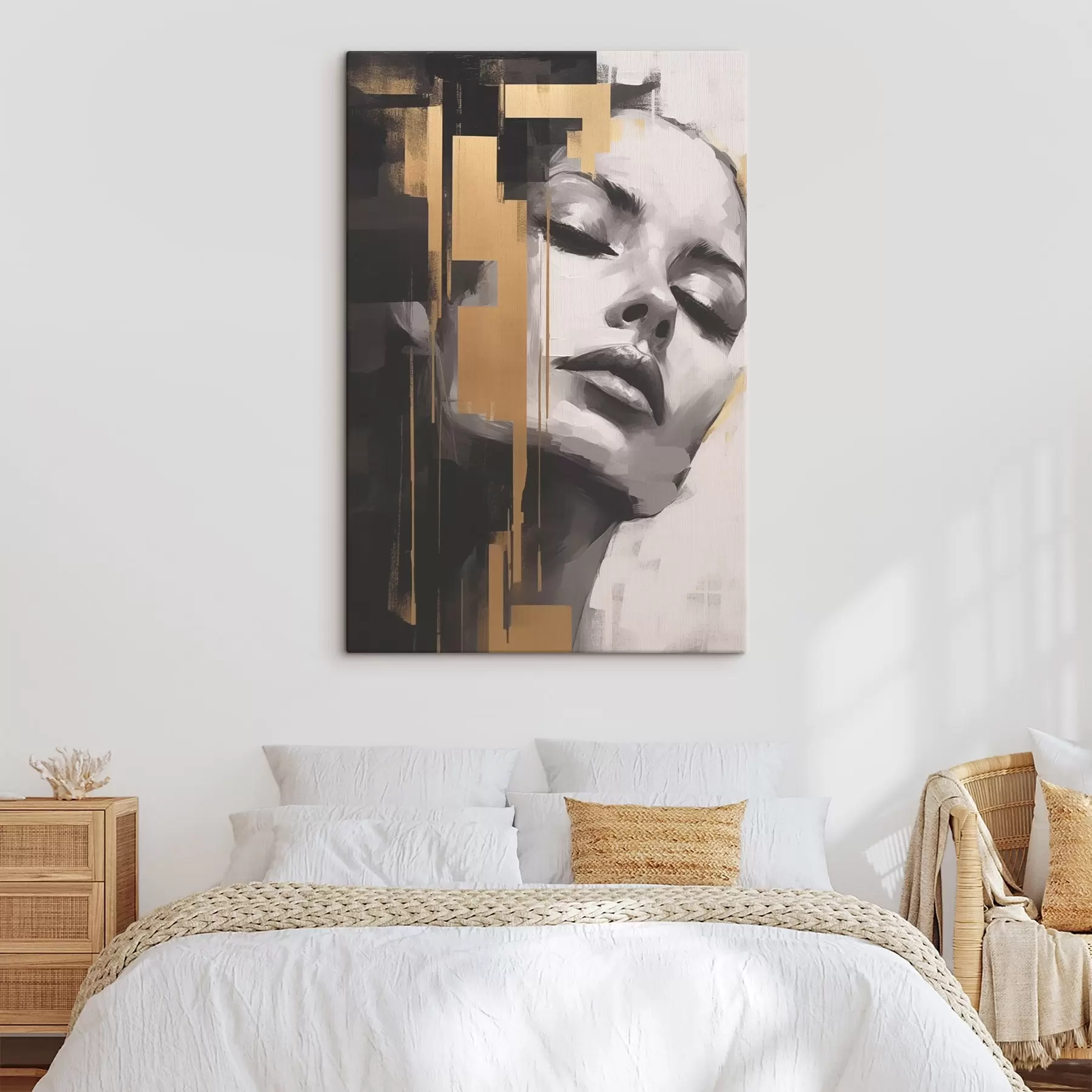 Tableau Portrait de femme aux accents géométriques s43989