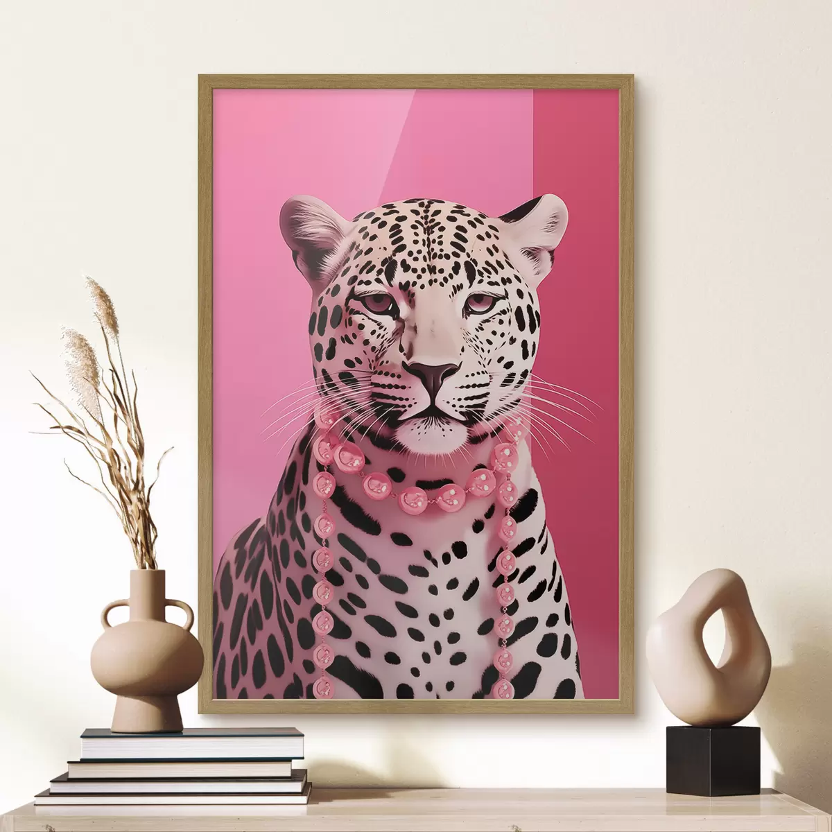 Poster Léopard en rose f43976