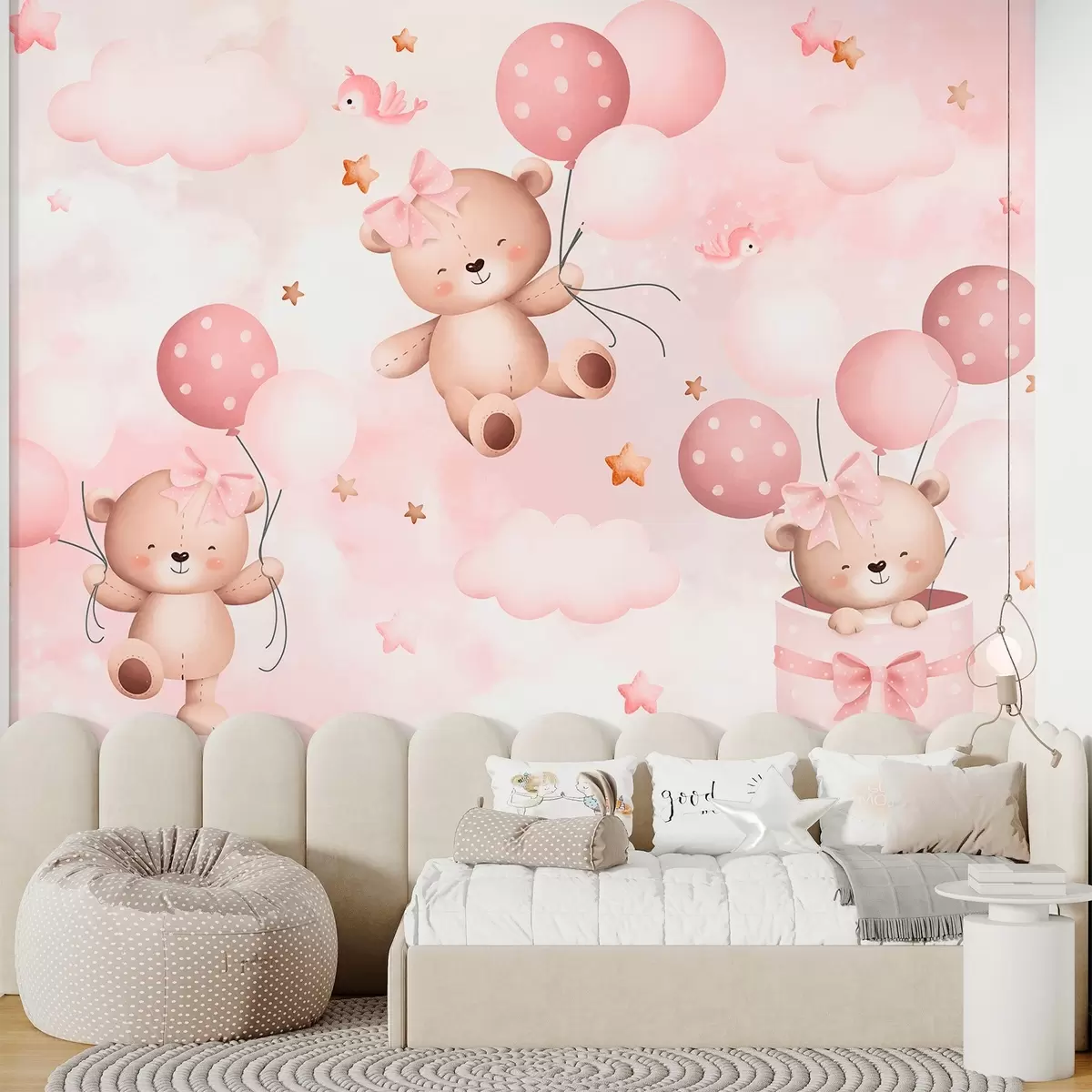 Papier peint Oursons avec ballons w03680