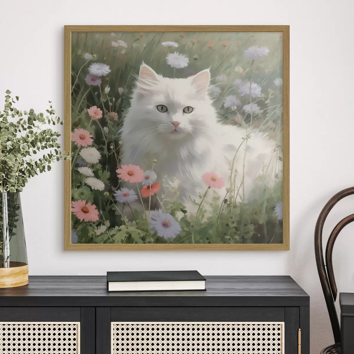 Poster Chat dans les fleurs f44050