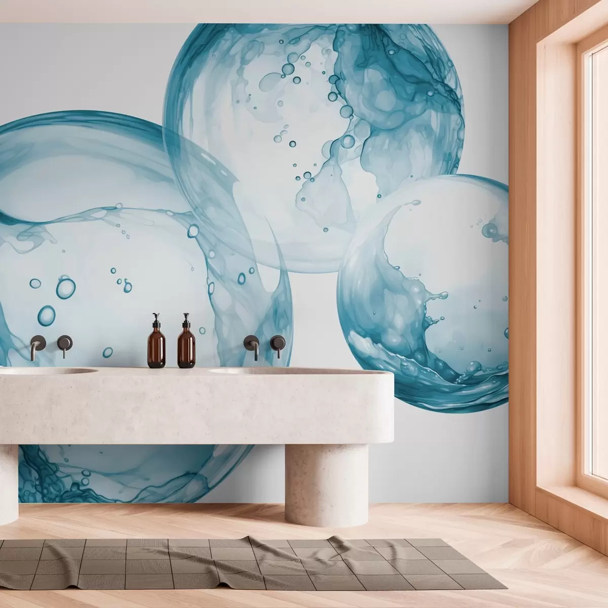 Papier peint Bulles d'eau imitation aquarelle w03736
