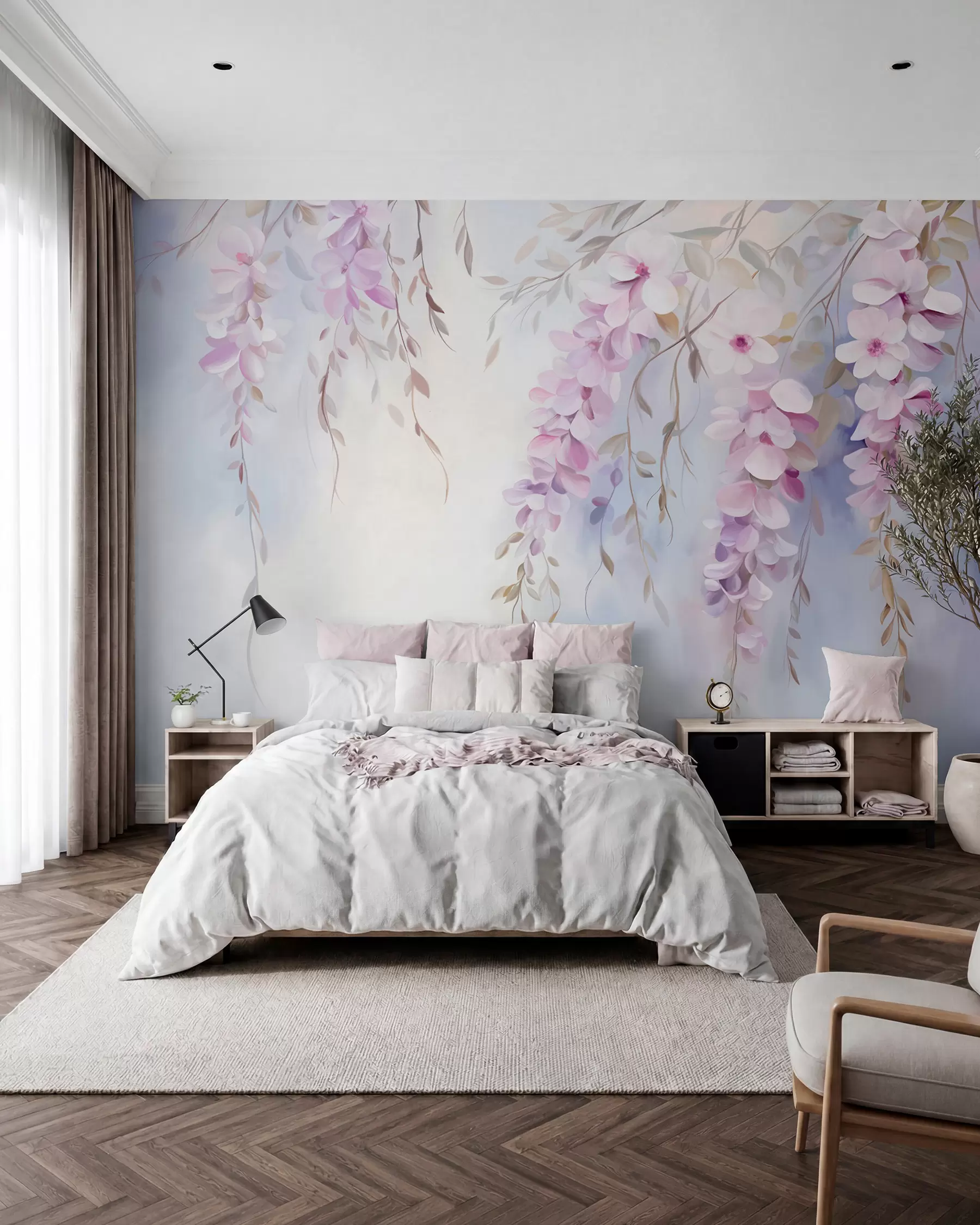 Papier peint Glycine en pastel w09010