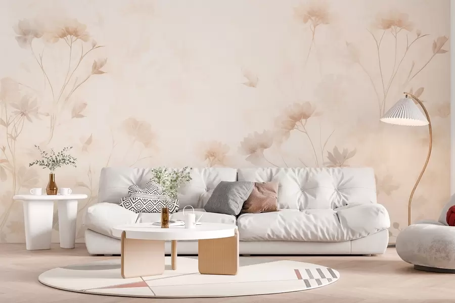 Papier peint Fleurs sauvages pastel en style aquarelle w09037
