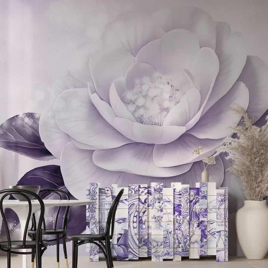 Papier peint Belle fleur de pivoine aux couleurs violettes w03757v2