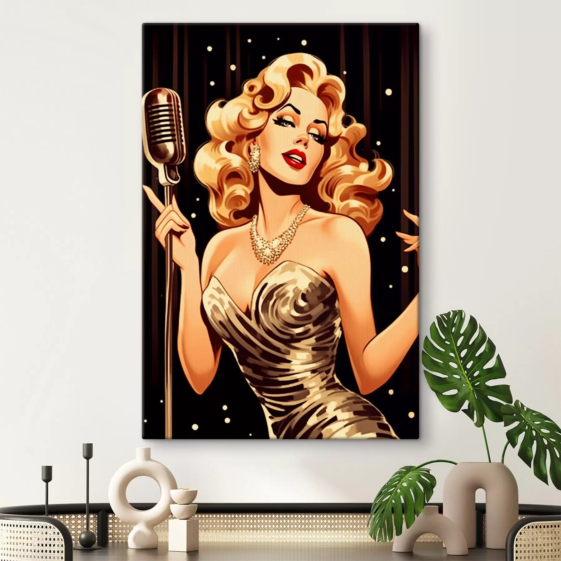 Tableau Fille avec un microphone s44112