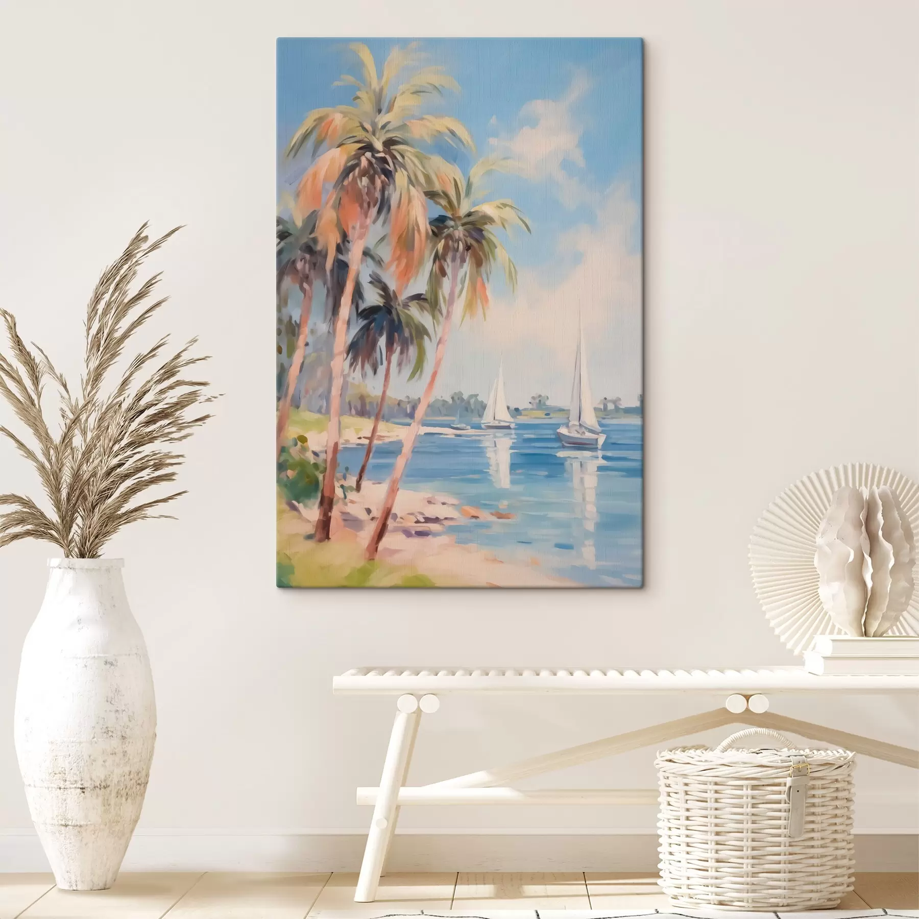 Tableau Palmiers de la baie imitation de peinture s44122