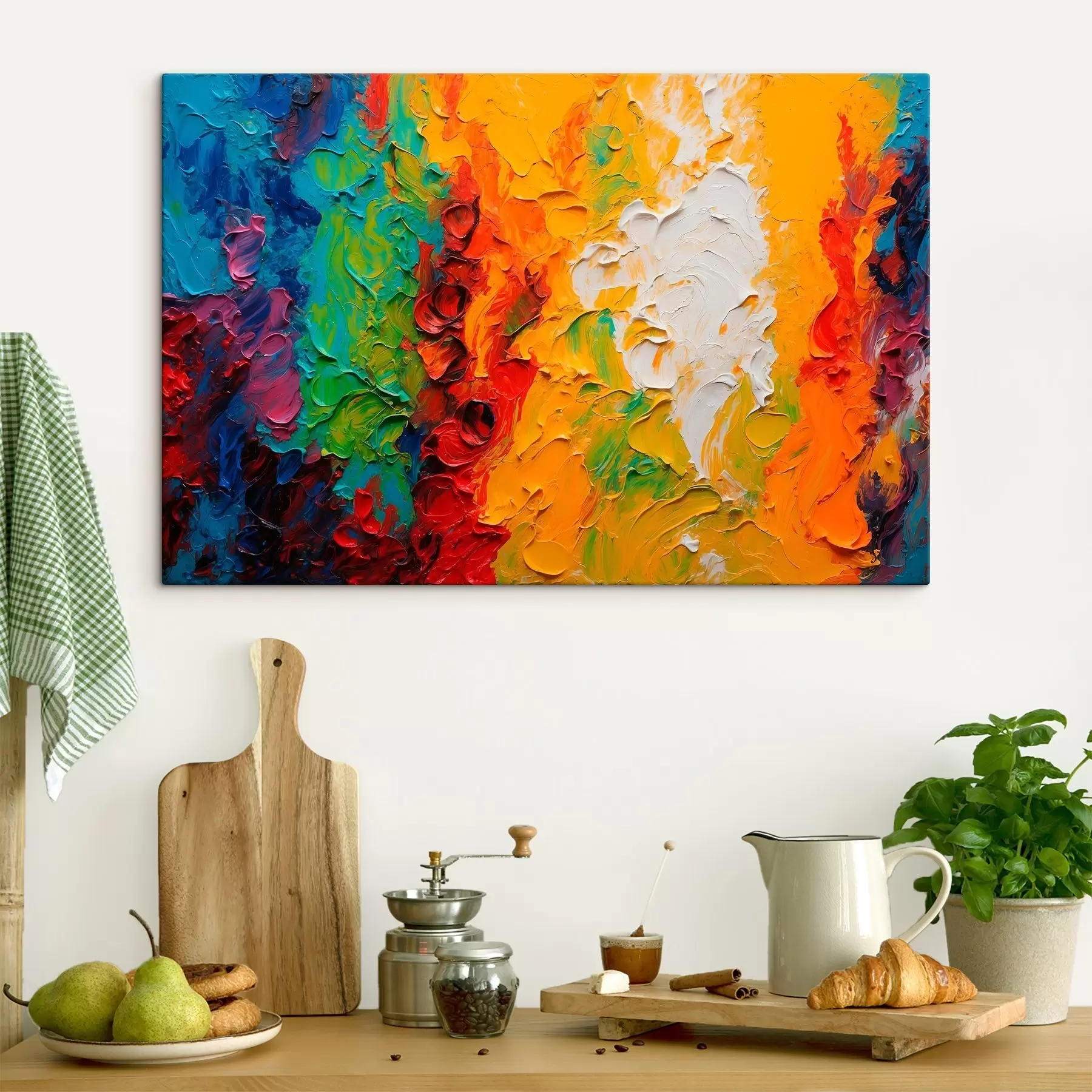 Tableau Peinture à l'huile abstraite avec des couleurs arc-en-ciel s44073