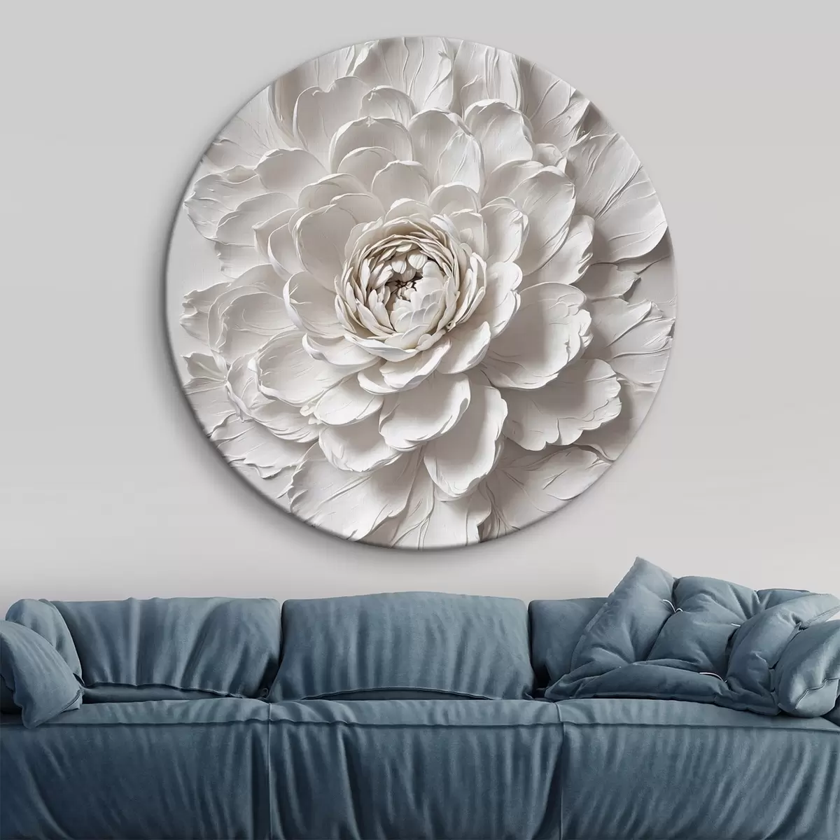 Tableaux rondes Fleur blanche sur fond blanc r44089