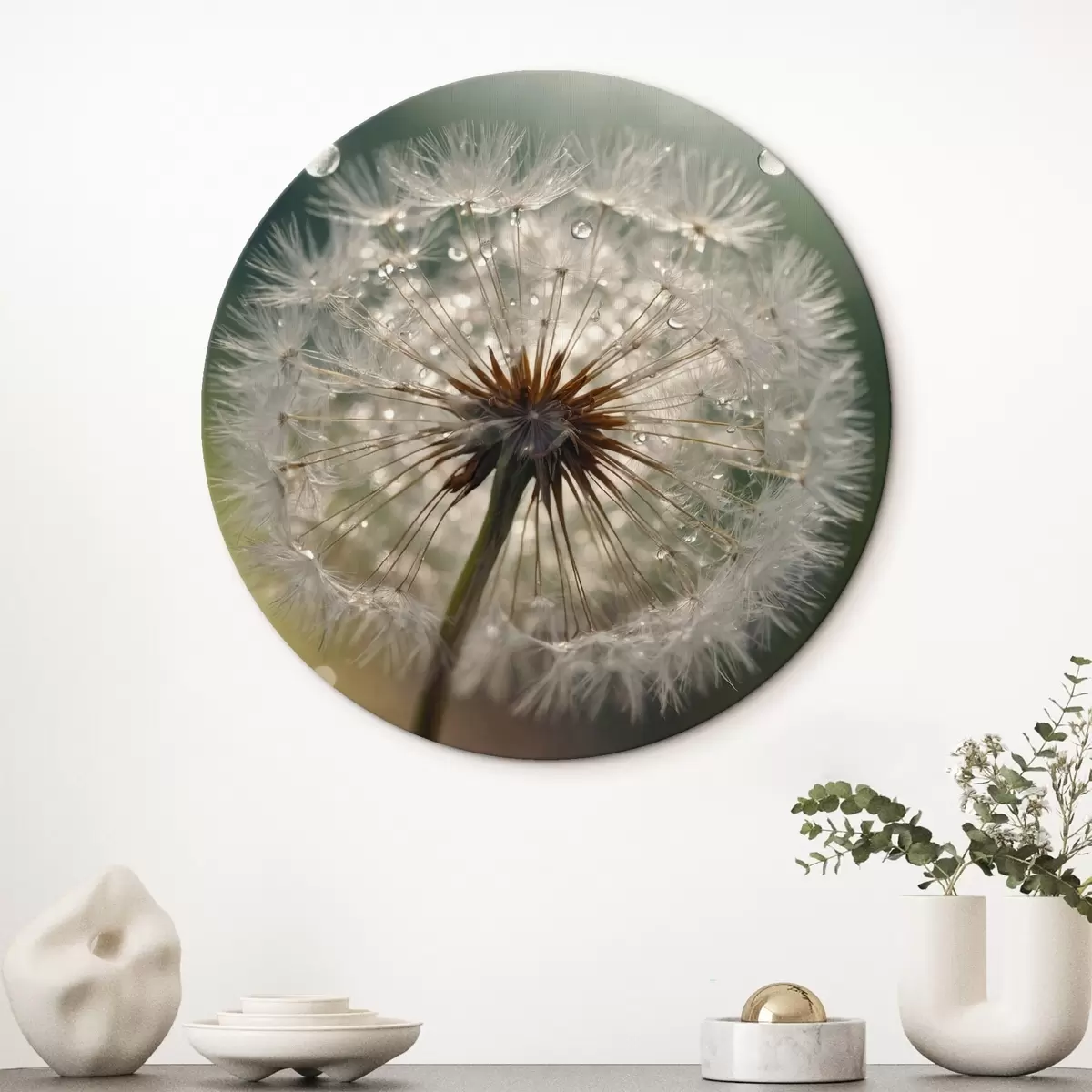 Tableaux rondes Pissenlit sur fond flou r44097