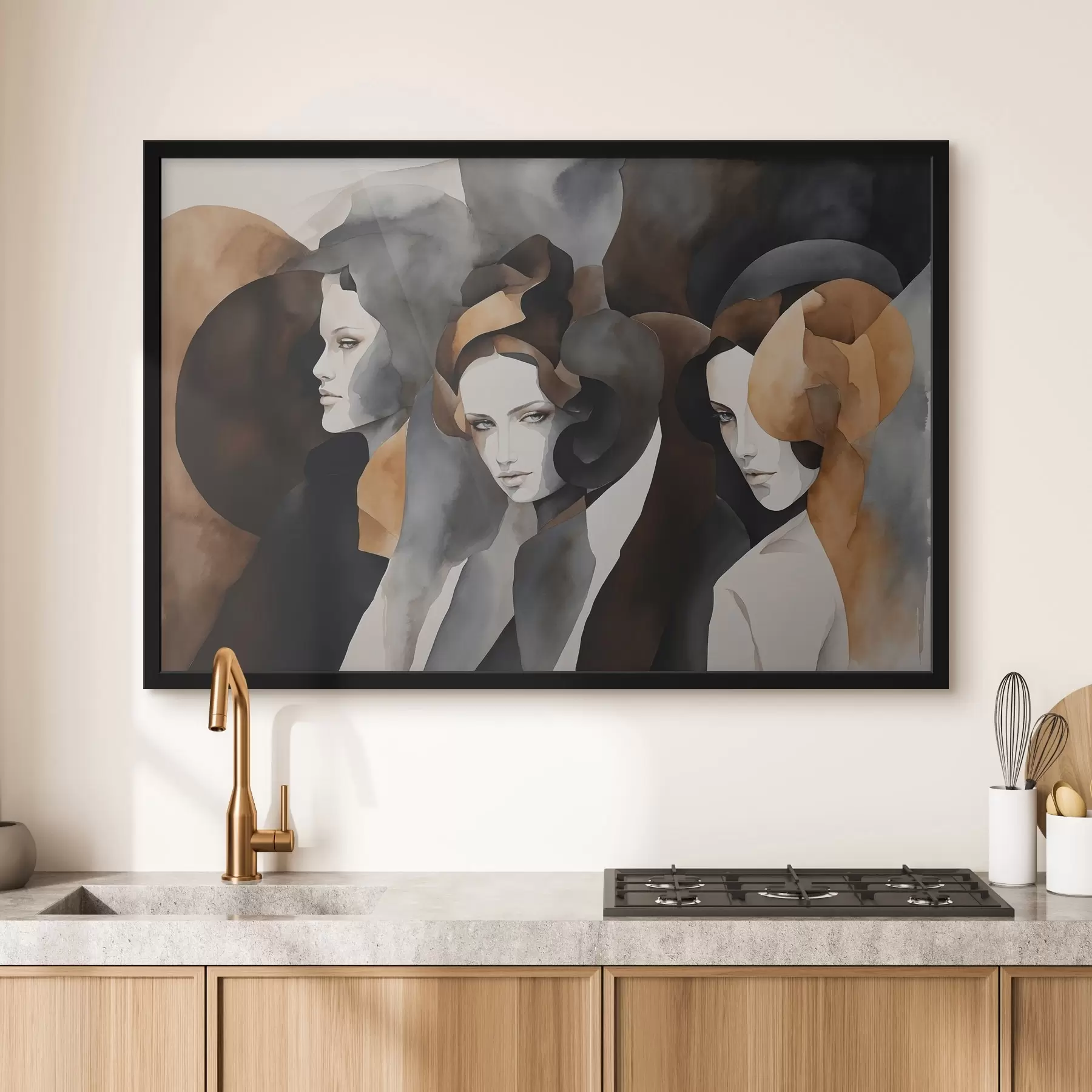 Papier peint Peinture abstraite avec des visages de femmes f44060