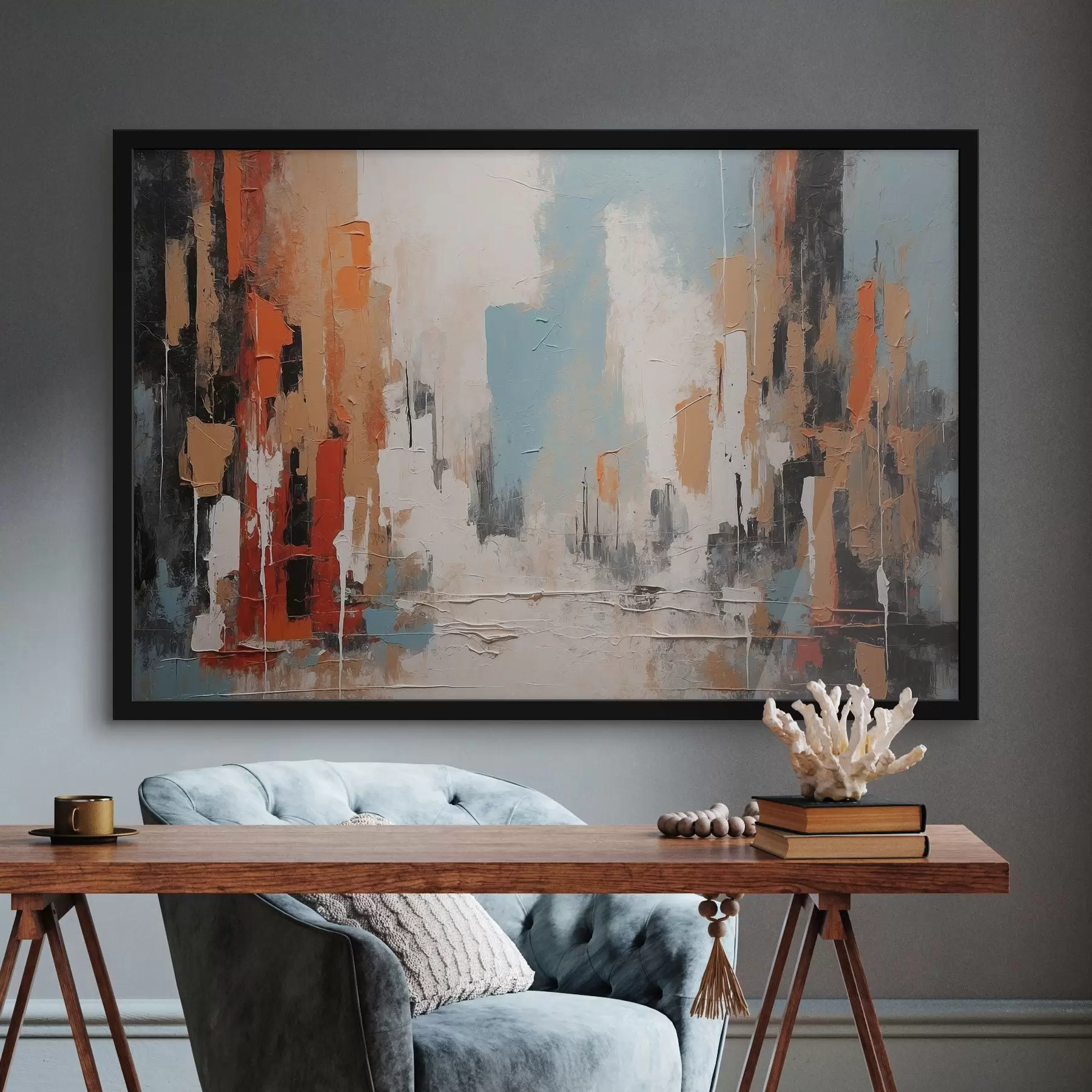 Papier peint Ville abstraite dans le style de la peinture à l'huile f44061