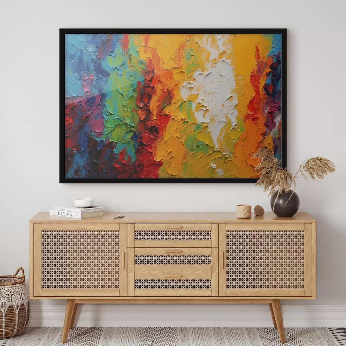 Poster Peinture à l'huile abstraite avec des couleurs arc-en-ciel f44073