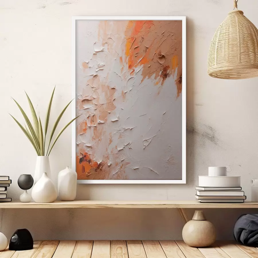 Papier peint Peinture à l'huile abstraite avec des couleurs blanches et brunes f44076