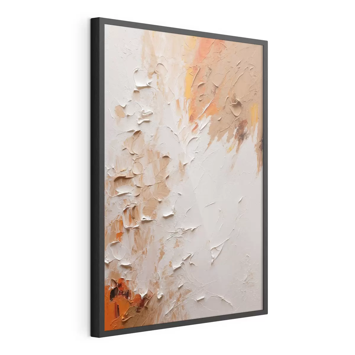 Poster Peinture à l'huile abstraite avec des couleurs blanches et brunes f44076