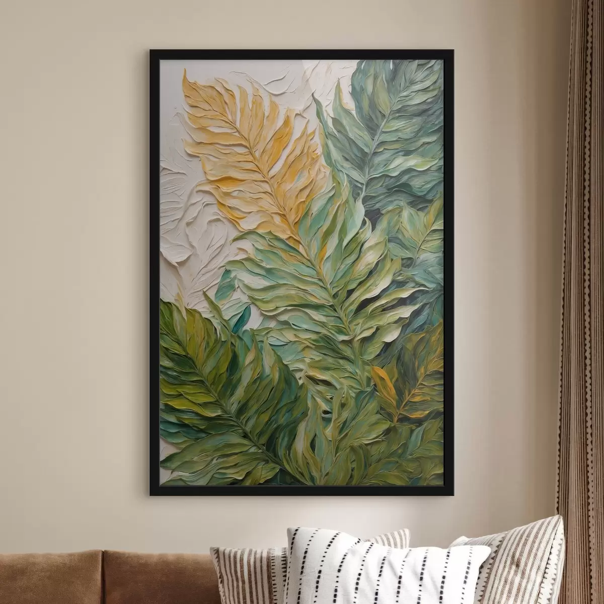 Poster Feuilles tropicales en peinture à l'huile f44088