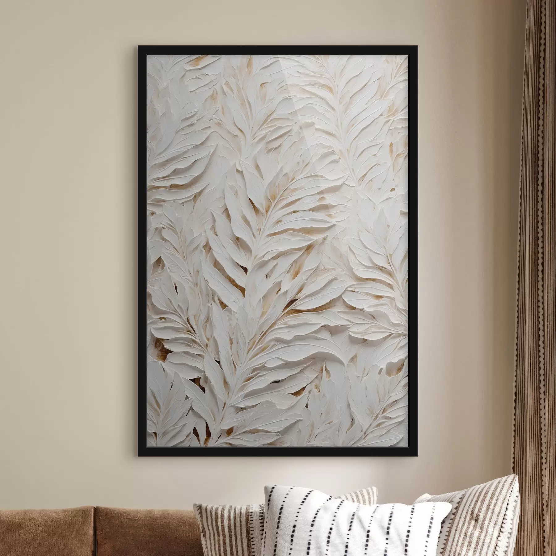 Tableau Feuilles tropicales blanches f44093
