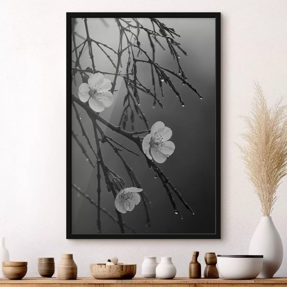 Poster Fleurs sur les branches après la pluie f44098